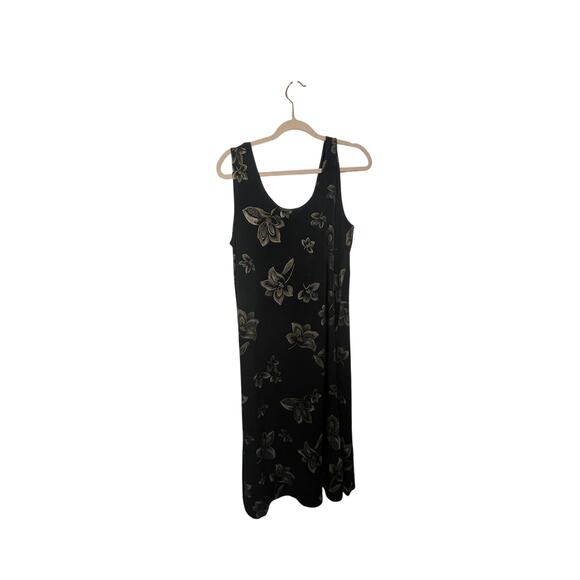 Vintage Hugs & Kisses Dainty Cottage Boho Plus Black Maxi Bodycon Slip Dress 3XL - Picture 1 of 5